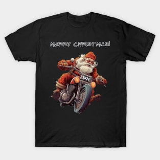 Santa Celebrate Christmas With Motorcycle T-Shirt